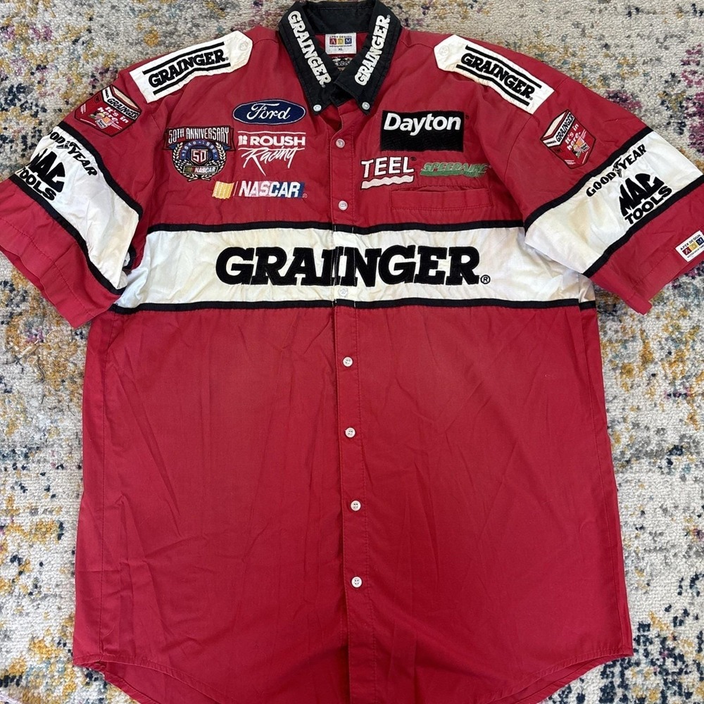 VTG 1998‎ Nascar 50th Anniversary Roush Racing Pit Crew Shirt Grainger Dayton XL